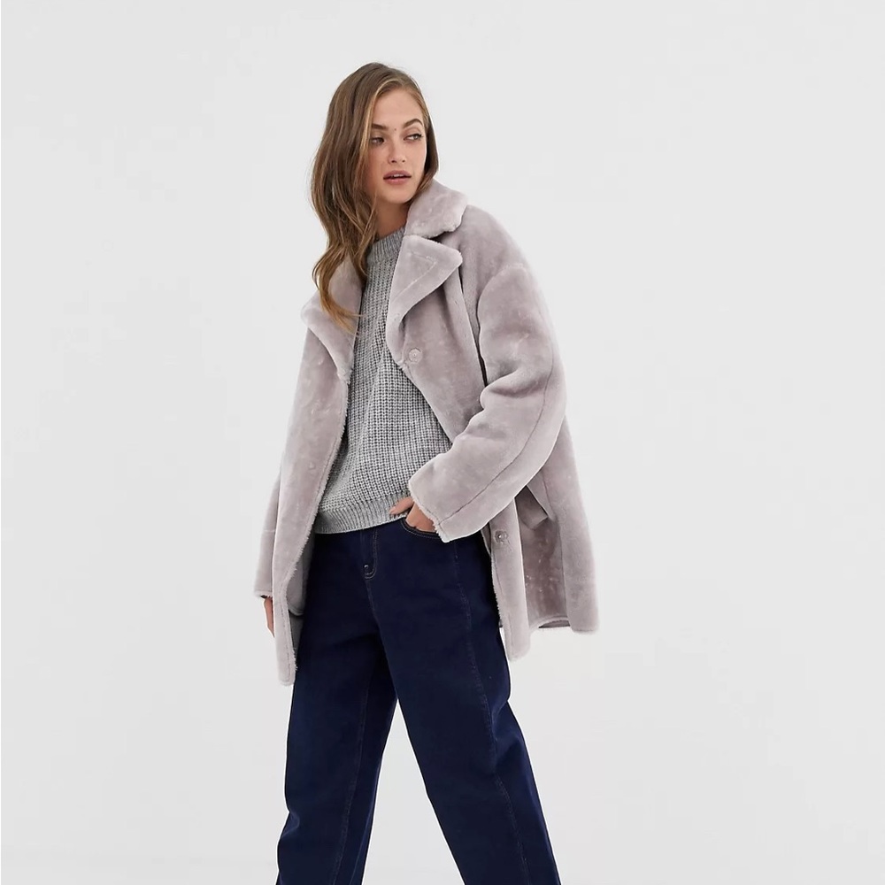 Whistles faux fur cocoon coat